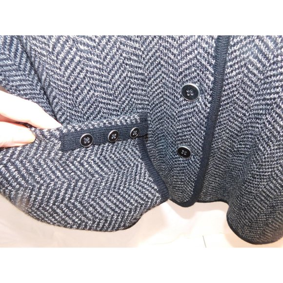 Talbots Merino Sweater Blazer- Herringbone Black & Grey Unlined Medium NWT - Picture 8 of 10